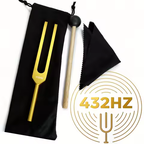 Yoga Meditation Gift 432 Hz Golden Tuning Fork Set - Tool, Personal and Practice Sound Resonance Kit