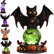 4 Styles Halloween Ghost LED Lamp – Crows Ghosts Owls Bats, Spooky Phantom Light Desktop Decor 19cm