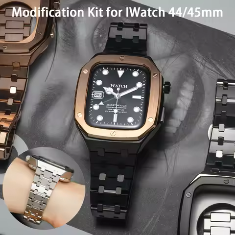 Modification Mod Kit for Apple Watch 9 8 7 Luxury Case Strap 45mm 44mm Metal Bezel Frame for iwatch 