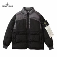 100%Original Stone Island Embroidered Logo Stand-collar Cotton-padded Jacket For Men