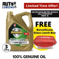 Caltex Havoline ProDS Fully Syn 0W20 3L (FOC Glass Lunch Box) - Caltex Car Engine Oil