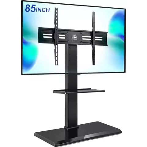 Floor TV Stand Iron Base with Swivel Mount for 50 85 Inch Large LCDLED TVs Adjustable Shelf Tall Cor