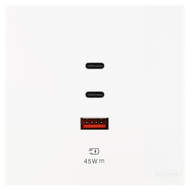 ปลั๊กไฟชาร์จเร็ว LeGrand 66W 3 ช่อง USB-C ช่อง USB ช่องชาร์จผนัง 45W ช่องชาร์จโทรศัพท์ PD 86 แบบแผ่น