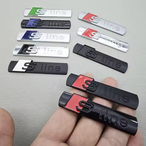 3D Metal Sline S Line Car Goods Emblem Sticker Badge Decal For Audi S3 S5 S6 S7 SQ5 SQ7 A3 A4 A5 A6 
