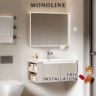 🇸🇬⚡️Aluminum Vanity Cabinet Luxury Bathroom Cabinet Set With Mirror 60cm Vanity Cabinet 70cm Vanity 