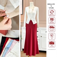 Luxury high-end silk designer skirt [Real photo] The Shilla-CM.L91A35.49B9.SATI.CV97