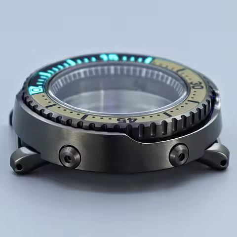 43mm Small Tuna Canned C3 Luminous Watch Case Fits Seiko NH35 NH34 NH36 NH38 Movement 20ATM Waterpro