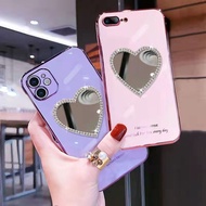 Luxury Plating Love Heart Mirror Phone Case For OPPO A94 A74 A54 A72