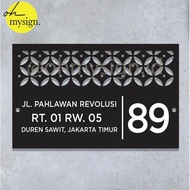 H0M3Sweet- Custom House Number Uv Print Laser Cut Modern House Number Plate Batik