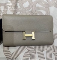 Sold🌟Hermes🌈Constance Wallet🧡風衣灰色金扣🧡99新🌟Epsom皮🌟閑置🌟長銀包🌟constance🌟constancewallet🌟not constance to go🌟