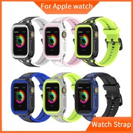 For Apple Watch SE Series 6 5 4 3 Silicone Band for iWatch 38/42mm/40mm/44mm Bracelet with New PC Plastic Case
