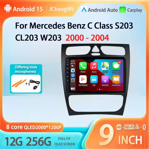 9" Car Radio Android 15 For Mercedes Benz C Class S203 CL203 W203 2000 - 2004 Wireless Carplay Navig