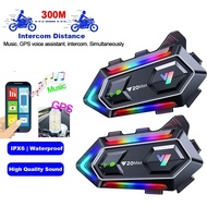 Y20Max Headphone Motorcycle Helmet Bluetooth Headset Intercom With Mixing V5.3 RGB Colorful Light Ef