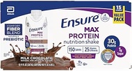 Ensure Max Protein Milk Chocolate Nutrition Shake, 30g Protein, 1g Sugar, 4g Fiber Blend, 15 Pack