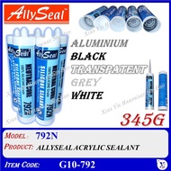 (1pc, 5pcs) 792N ALLYSEAL 100% SILICONE SEALANT ~ 792N 345GM (G10-792) ALUMINIUM / BLACK / TRANSPARE