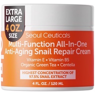 SeoulCeuticals Large 4oz 97.5% Snail Mucin Moisturizer Cream Korean Skin Care - K Beauty Skincare Da