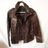 100% Genuine Lambskin Vintage-Brown Trucker Jacket LD 86 cm