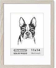 11x14 Picture Frame, 11 x 14 Wood Frame Photo Frame, Display Photos 8x10 with Mat or 11x14 Without Mat, 11"x14" Oak Picture Frame, 11x14 Picture Frame Wood for Wall Mounted
