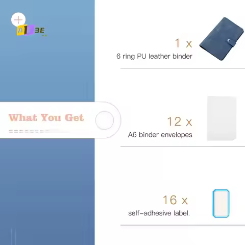 A13E-A6 Budget Binder With Zipper Envelopes,Binder Cover Folder Budget Planner With Cash Envelopes P