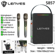 [100% Asli] LENYES S857 150W KTV Speaker Nirkabel + Mikrofon Karaoke Bluetooth 5.3 Lampu RGB Portabe
