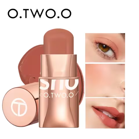 O.TWO.O Multi-functional Makeup Lipstick Blush Shadow Waterproof Lightweight Cheek Cream Smooth Text