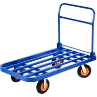 Foldable Four-Wheel Large Transporter Cart Heavy King Square Tube Silent Trolley Heavy Duty Pull Car