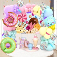 77pcs Macaron Latex Balloon Arch Kit, Cartoon Donut & Ice Cream Foil Balloons For Birthday Party, Th