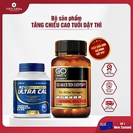 Bộ sản phẩm tăng chiều cao tuổi dậy thì nhập khẩu chính hãng gồm: Viên uống Canxi hữu cơ nano NZ ULT