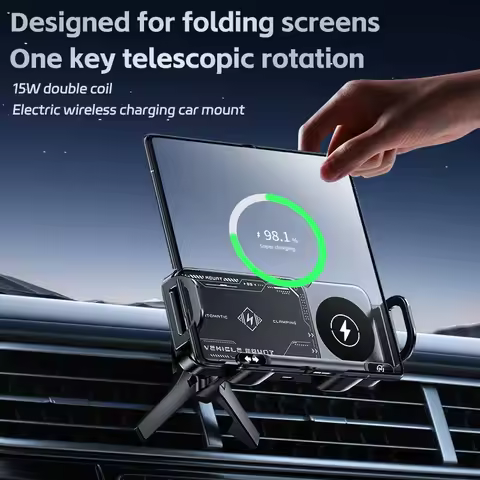 Dual Coil Fold Screen Car Fast Wireless Charger Stander For Samsung Galaxy Z Fold6 Fold5 Fold4 S24 U