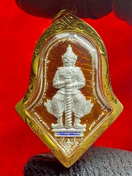 เหรียญท้าวเวสสุวรรณ รุ่นทรัพย์ทวีคูณ2ทศวรรษ เนื้อเงินลงยาแดงและเขียว 2 หน้ายักหน้าเทพ ปี 2565 หลวงพ่