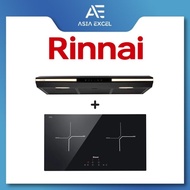 RINNAI RH-S3059-PBW 90CM BLACK SLIMLINE HOOD + RINNAI RB-7012H-CB 2 ZONE INDUCTION HOB WITH TOUCH CONTROL