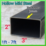 3"x2" (Thickness 3mm) Besi Hollow Rectangular Mild Steel Besi 1ft -7ft