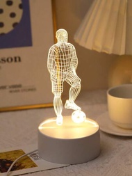 1入組足球運動員圖案3d丙烯酸夜燈,臥室桌上或床頭裝飾足球夜燈,足球愛好者的禮物