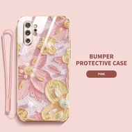 Phone Case for Samsung Galaxy Note 10 Pro Note 10 Plus Note 10+ Note 10 Lite Note 20 Ultra Note 20 Pro Note20 Note 9 Note 8 Oil Painting Style Flowers Flat Electroplated Soft Shell Send Lanyard