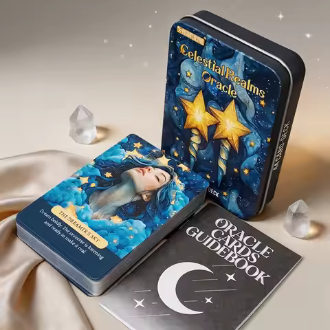 Celestial Realms Oracle Deck | 44 Cards with Guidebook 11.5*8cm in Metal Tin Box, Cosmic Celestial T