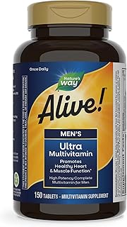 Nature's Way Alive! Men's Ultra High Potency Complete Multivitamin, B-Vitamins, Natural, 150 Count