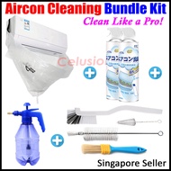 【SG Seller】⭐Air Conditioner Cleaning Kit Bundle⭐ Reusable Aircon Cleaner Bag Servicing Foam Spray Wash Bottle Washing Brushes Home Car Portable