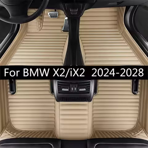 Leather Car Floor Mats For BMW X2 iX2 sDrive 20i U10 2024 2025 2026 2027 2028 Auto Front Rear Row Fu