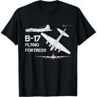 Men's cotton T-shirt B-17 Flying Fortress WW2 Heavy Bomber Aircraft Blueprint T-Shirt