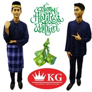 BAJU MELAYU RAYA 2022 WARNA BIRU GELAP NAVY BLUE (KAIN DIAMOND) BUDAK DAN DEWASA