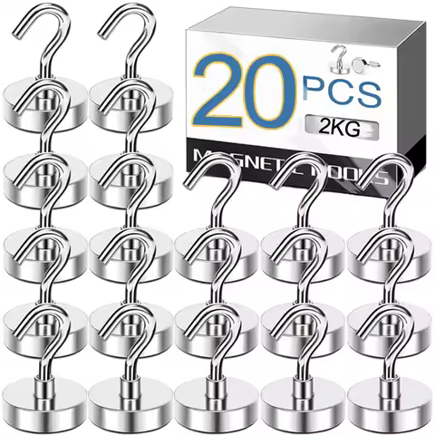 20/1pcs Wall Mounted Heavy Duty Magnetic Hook Magnet Hook Home Kitchen Bathroom Storage Coat Hooks H