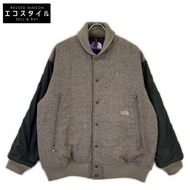 The North Face Purple Label NY2261N 棕色羊毛人字紋粗花呢棒球夾克，S 碼 [二手]