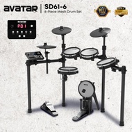 Avatar SD61-6 8-Piece Mesh Kit Electric Drum Set with Bluetooth(5PC Drum Pad, 3PC Cymbal Pad)