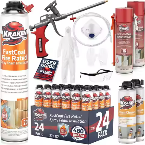 Best Selling Fastcoat Fire Rated Closed Cell Spray Foam Insulation Kit 24 Cans Covers 480 sq ft R-Va