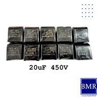 Capacitor คาปาซิเตอร์ C 20uF 450VDC HFC-MPS ยี่ห้อ SHIZUKI ใช้กับบอร์ดแอร์ DAIKIN ความกว้างขา 28mm.