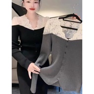 Korean Version Winter Chain Link Lace Shoulder Sweater Sweater (099H1) B7VX