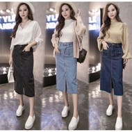 Ghjeans by Hengvyshop~ ROK JEANS HIGHWAIST CARGO MIDI KOREA ROK 7/8/ROK/RACUN SHOPEE
