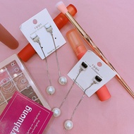 Pearl earrings square button
