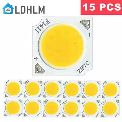 15pcs 7W 10W 12W COB LED Chip 11mm light emitting surface 3000K 4000K 6000K LED lamp Beads Spotlight