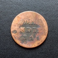 Koin Nederlandsch Indie 1/2 Stuiver 1825 Uang Kuno Willem 1 TP9vr